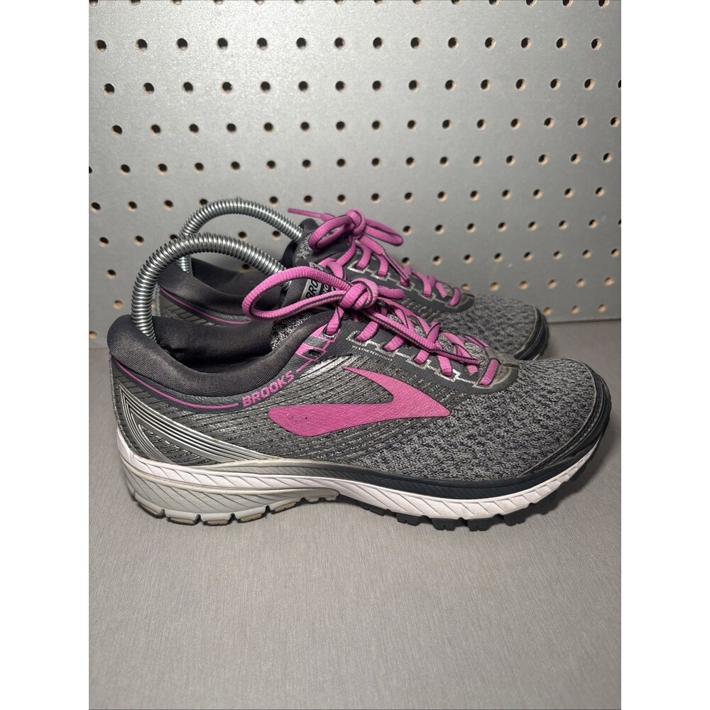 Brooks Ghost 10 Running Shoes Trainers Womens Sz US 7.5 UK 5.5 Gray Grey Pink